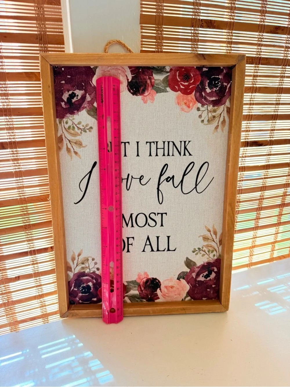 Hobby Lobby Floral Fall Wall Sign - Burgundy, Pink, Cream, Green